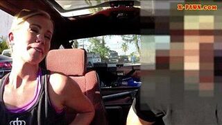 Slim blonde hoe tries to sell her car and fucked by pawnkeeper - porn video