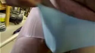 Wank in gf panties over her dress big cum finish - porn video