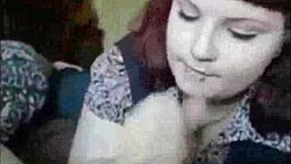 Punk fat girl sucking and face cum - porn video