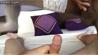 Teen brunette shemale gives blowjob - porn video