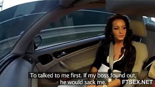 Brunette babe fucks in a taxi - porn video