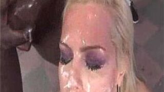Blonde Luxuriating in Black Bukkake - porn video