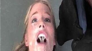 Blonde Covered by Black Bukkake - porn video