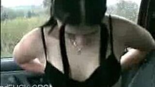 Shaved ex girlfriend sucking cock in a car - porn video